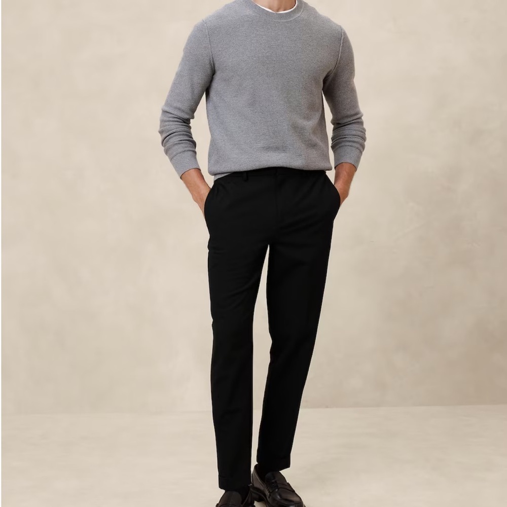 Banana Republic Men's Black Tailored Slim Fit Dess Pants